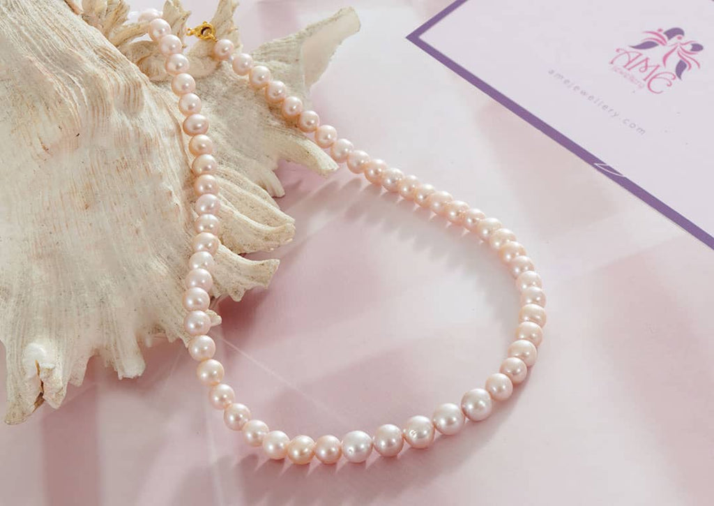 Vòng cổ Chuỗi Ngọc trai nước ngọt Lavender Freshwater Pearl Strand Necklace by AME Jewellery