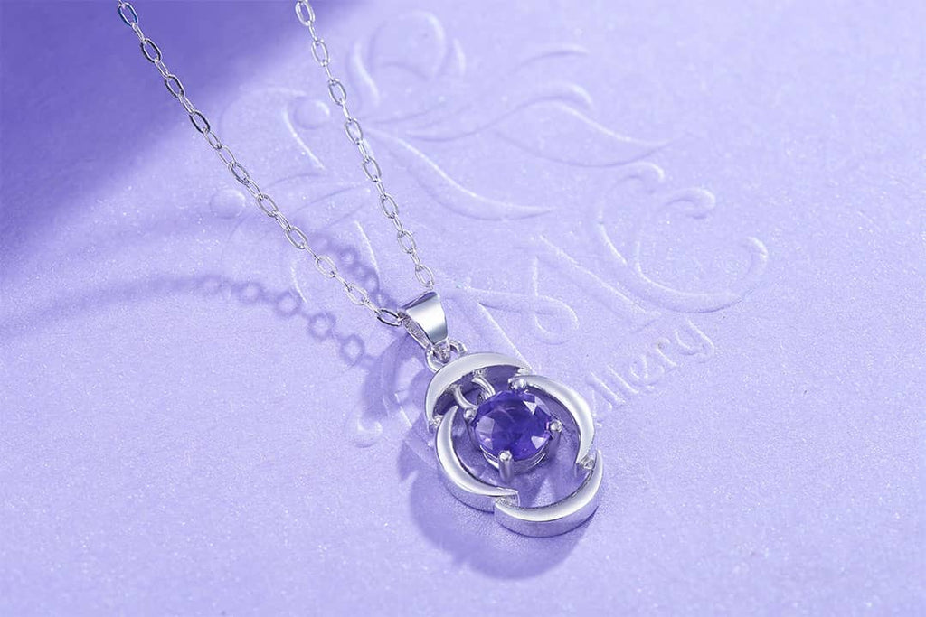 Mặt dây chuyền Đá quý tự nhiên Amethyst Pendant Necklace in Sterling Silver by AME Jewellery