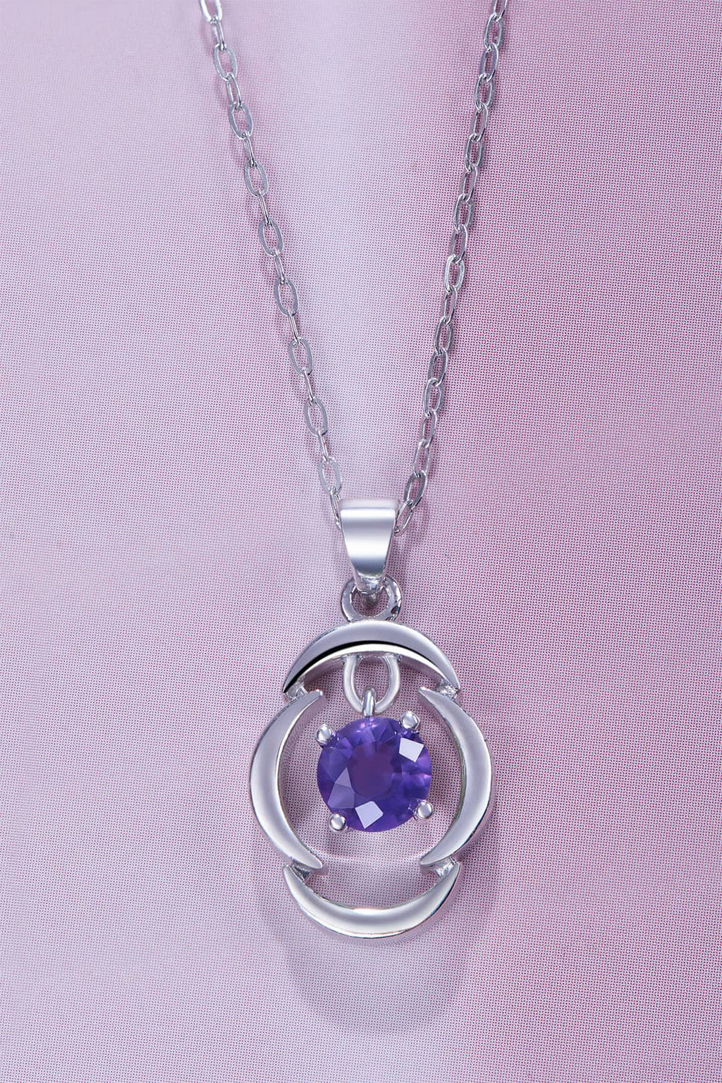 Mặt dây chuyền Đá quý tự nhiên Amethyst Pendant Necklace in Sterling Silver by AME Jewellery