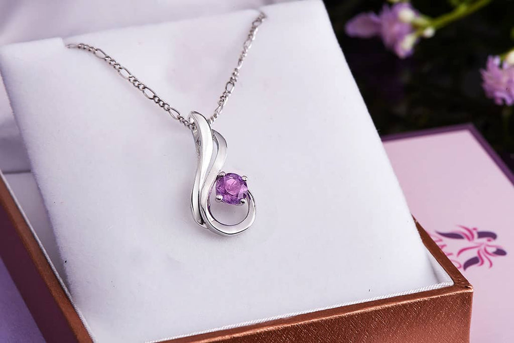 Mề đay Đá quý tự nhiên Amethyst Pendant Necklace in Sterling Silver by AME Jewellery