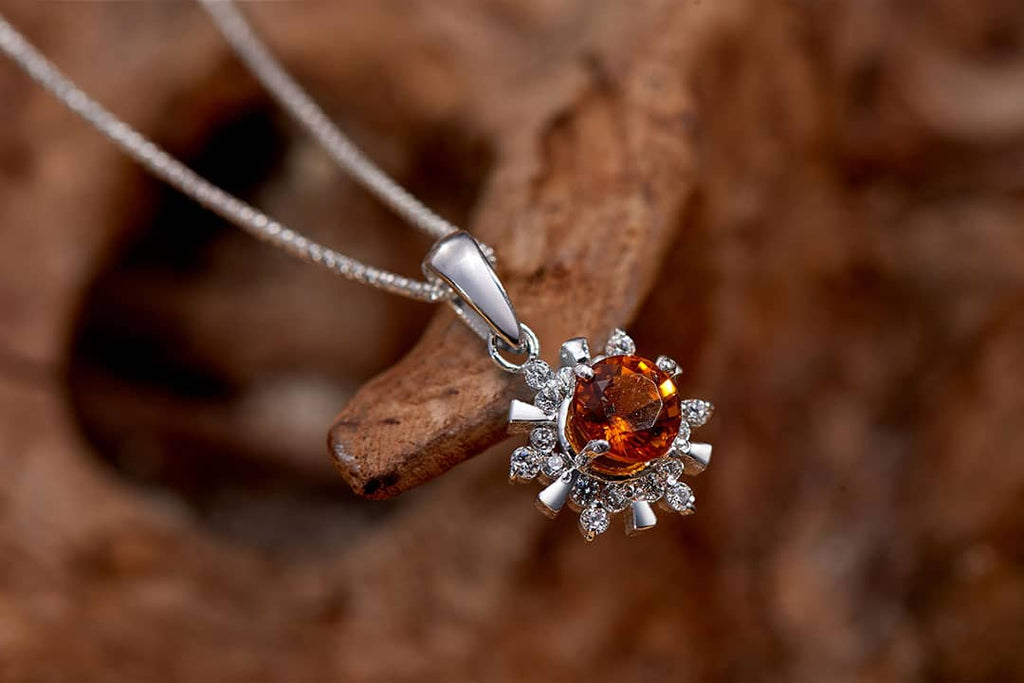 Mặt dây chuyền Đá quý tự nhiên Citrine Pendant Necklace in Sterling Silver by AME Jewellery