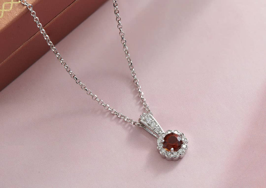 Mặt dây Đá quý tự nhiên Citrine Halo Pendant in Sterling Silver by AME Jewellery