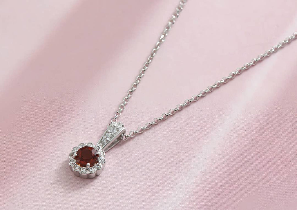 Mặt dây Đá quý tự nhiên Citrine Halo Pendant in Sterling Silver by AME Jewellery