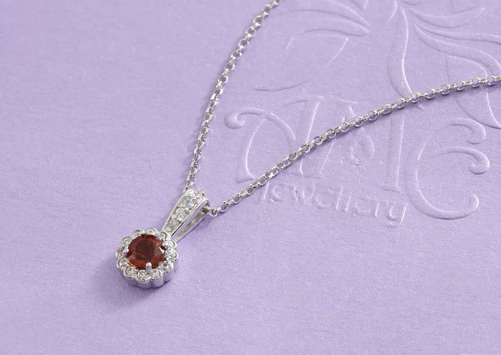 Mặt dây Đá quý tự nhiên Citrine Halo Pendant in Sterling Silver by AME Jewellery