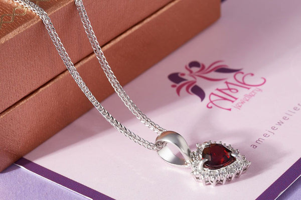 Mặt dây chuyền Đá quý thiên nhiên Garnet pendant - AME Jewellery