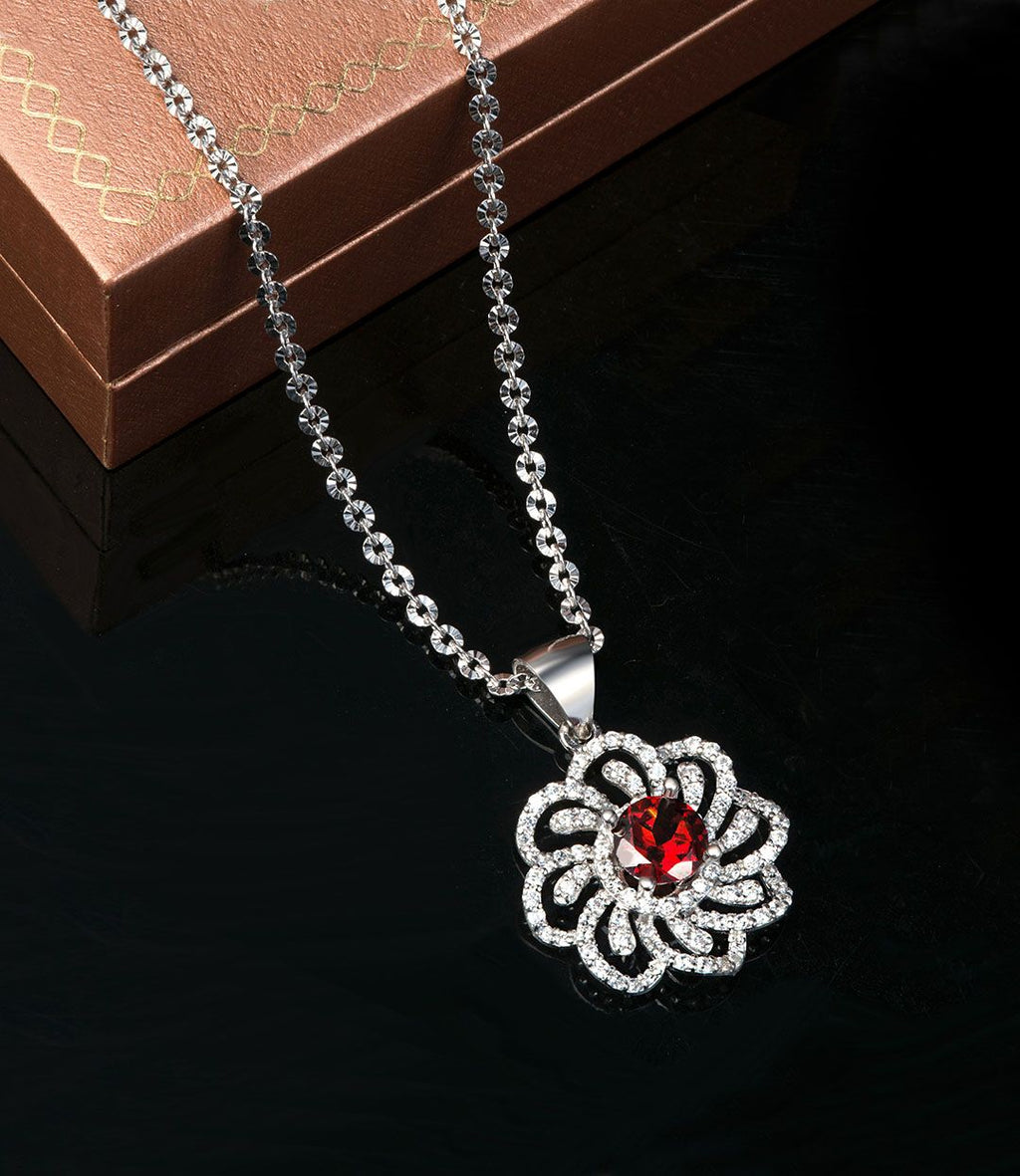 Mặt dây chuyền Đá quý thiên nhiên Garnet Pendant Necklace in Sterling Silver by AME Jewellery