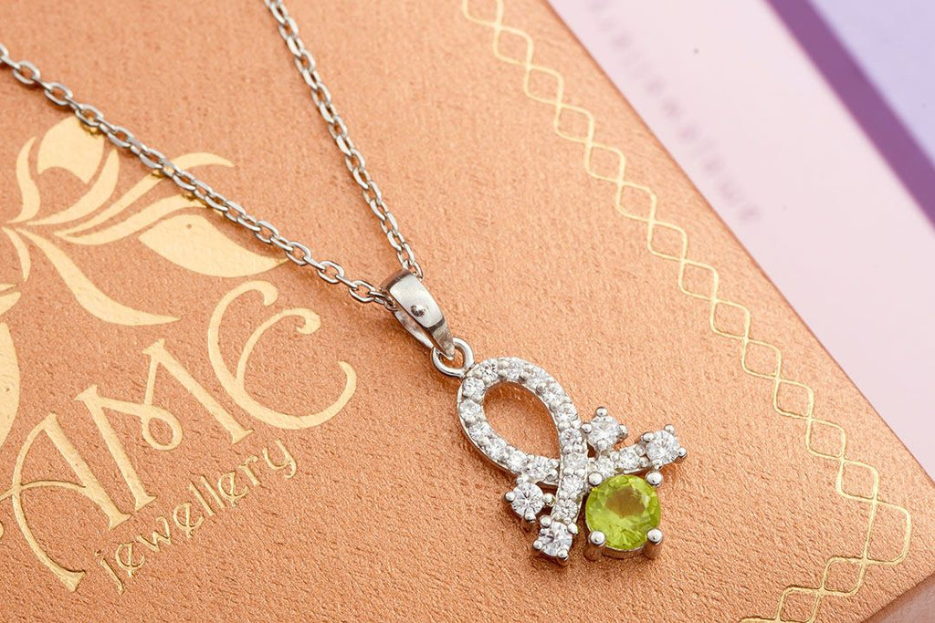 Mặt dây chuyền Đá quý tự nhiên Peridot Pendant Necklace in Sterling Silver by AME Jewellery