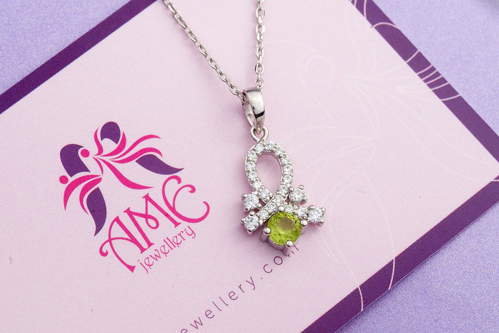 Mặt dây chuyền Đá quý tự nhiên Peridot Pendant Necklace in Sterling Silver by AME Jewellery