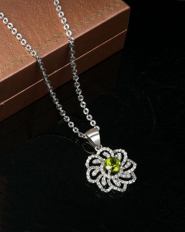 Mặt dây chuyền Đá quý thiên nhiên Peridot Silver Pendant Necklace - AME Jewellery