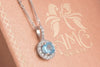 Mặt dây chuyền Đá quý tự nhiên Blue Topaz Pendant Necklace in Sterling Silver by AME Jewellery