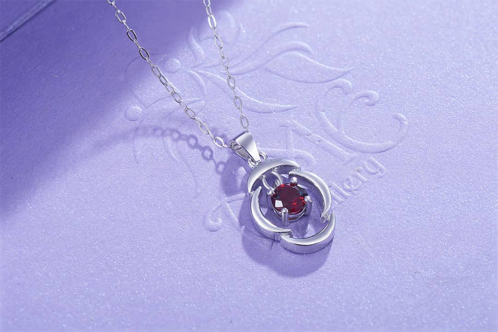 Mặt dây Đá quý thiên nhiên Red Garnet Pendant in Sterling Silver by AME Jewellery