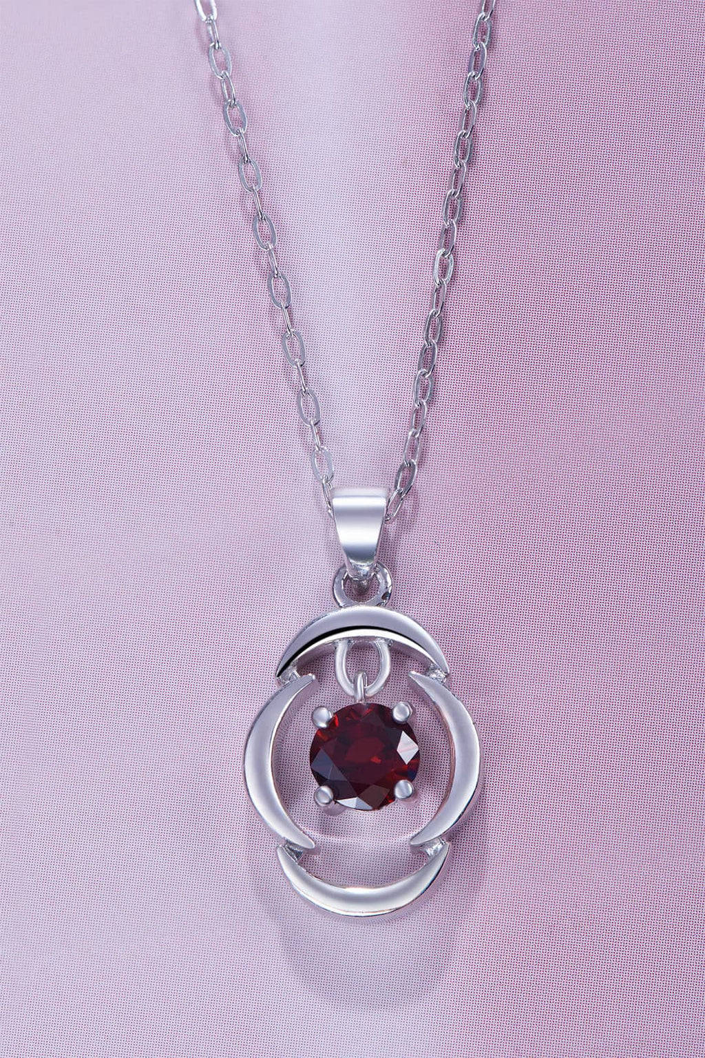 Mặt dây Đá quý thiên nhiên Red Garnet Pendant in Sterling Silver by AME Jewellery