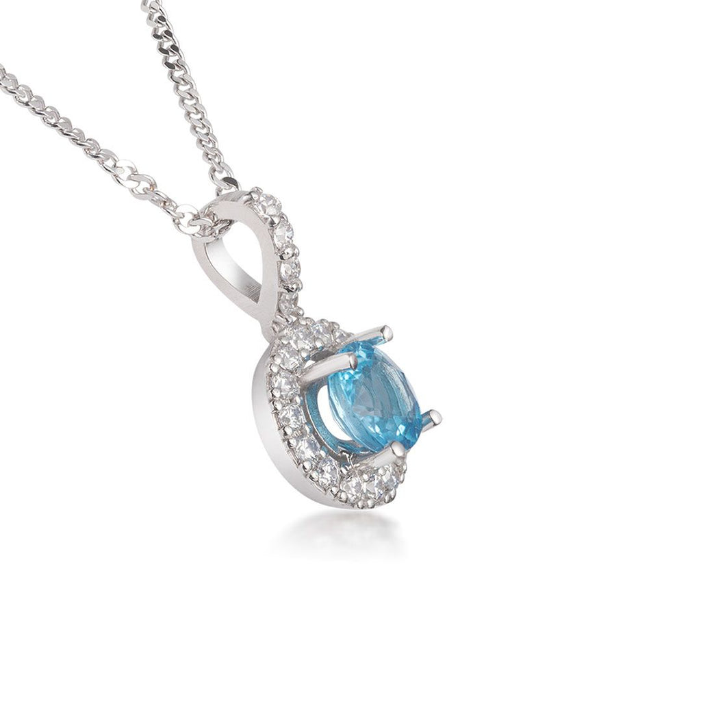 Mặt dây chuyền Đá quý tự nhiên Blue Topaz Pendant Necklace in Sterling Silver by AME Jewellery