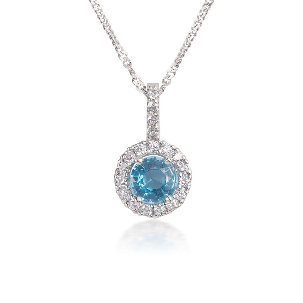 Mặt dây chuyền Đá quý tự nhiên Blue Topaz Pendant Necklace in Sterling Silver by AME Jewellery