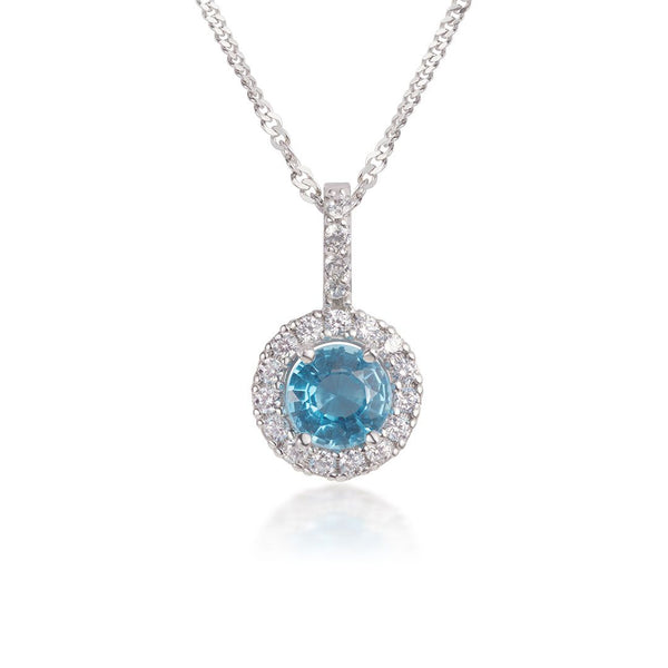 Mặt dây chuyền Đá quý tự nhiên Blue Topaz Pendant Necklace in Sterling Silver by AME Jewellery
