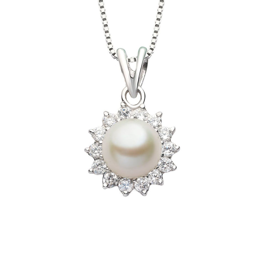 Mặt dây chuyền Ngọc trai nước ngọt trắng Freshwater  Pearl Sunflower Pendant - AME Jewellery