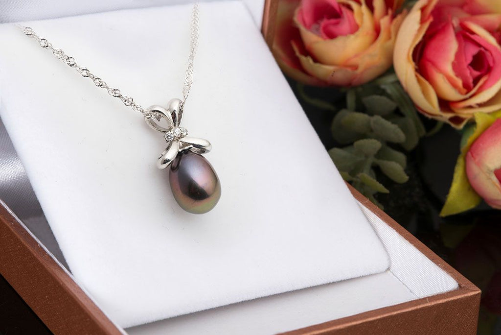 Mặt dây chuyền Ngọc trai giọt Aubergine Teardrop Freshwater Pearl Pendant Necklace by AME Jewellery