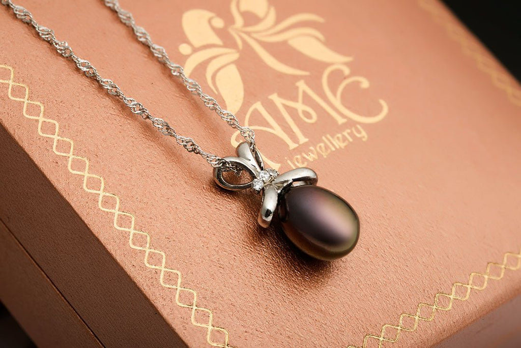 Mặt dây chuyền Ngọc trai giọt Aubergine Teardrop Freshwater Pearl Pendant Necklace by AME Jewellery