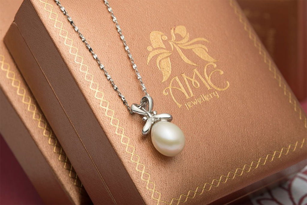 Mặt dây chuyền Ngọc trai giọt trắng White Teardrop Freshwater Pearl Pendant Necklace by AME Jewellery