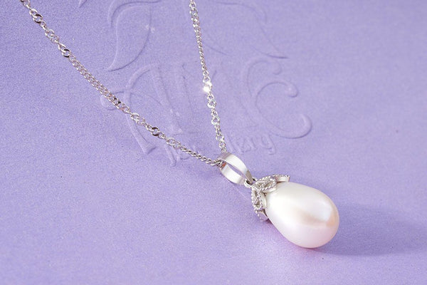 Mặt dây chuyền Ngọc trai giọt trắng White Teardrop Freshwater Pearl Pendant Necklace by AME Jewellery