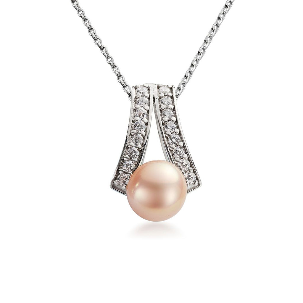 Mặt dây chuyền Ngọc trai màu hồng Pink Freshwater Pearl Pendant Necklace by AME Jewellery