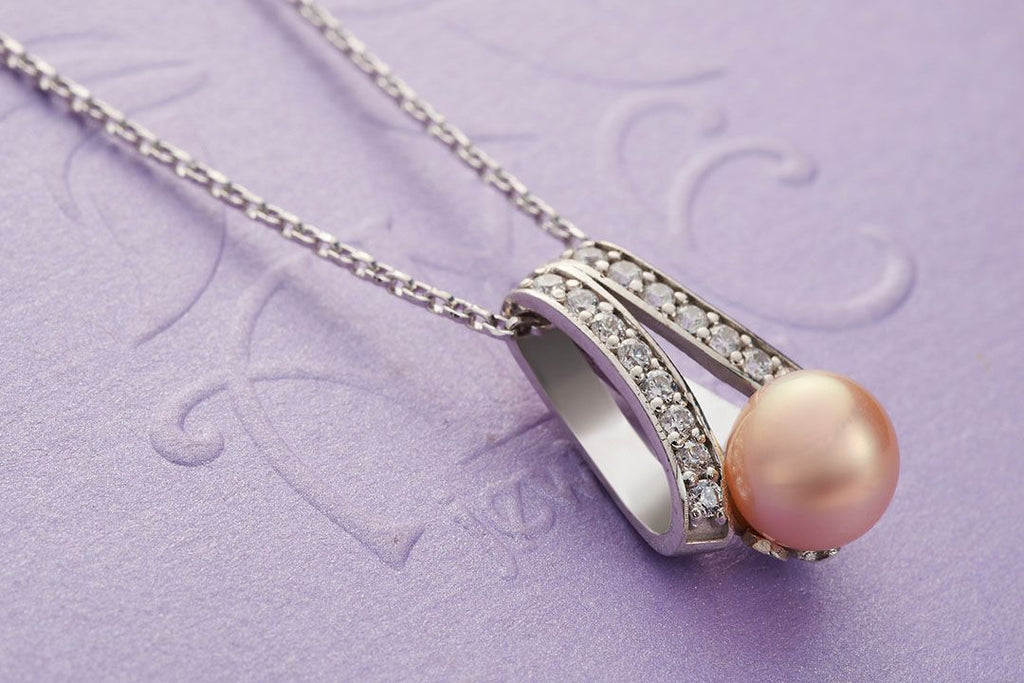 Mặt dây chuyền Ngọc trai màu hồng Pink Freshwater Pearl Pendant Necklace by AME Jewellery