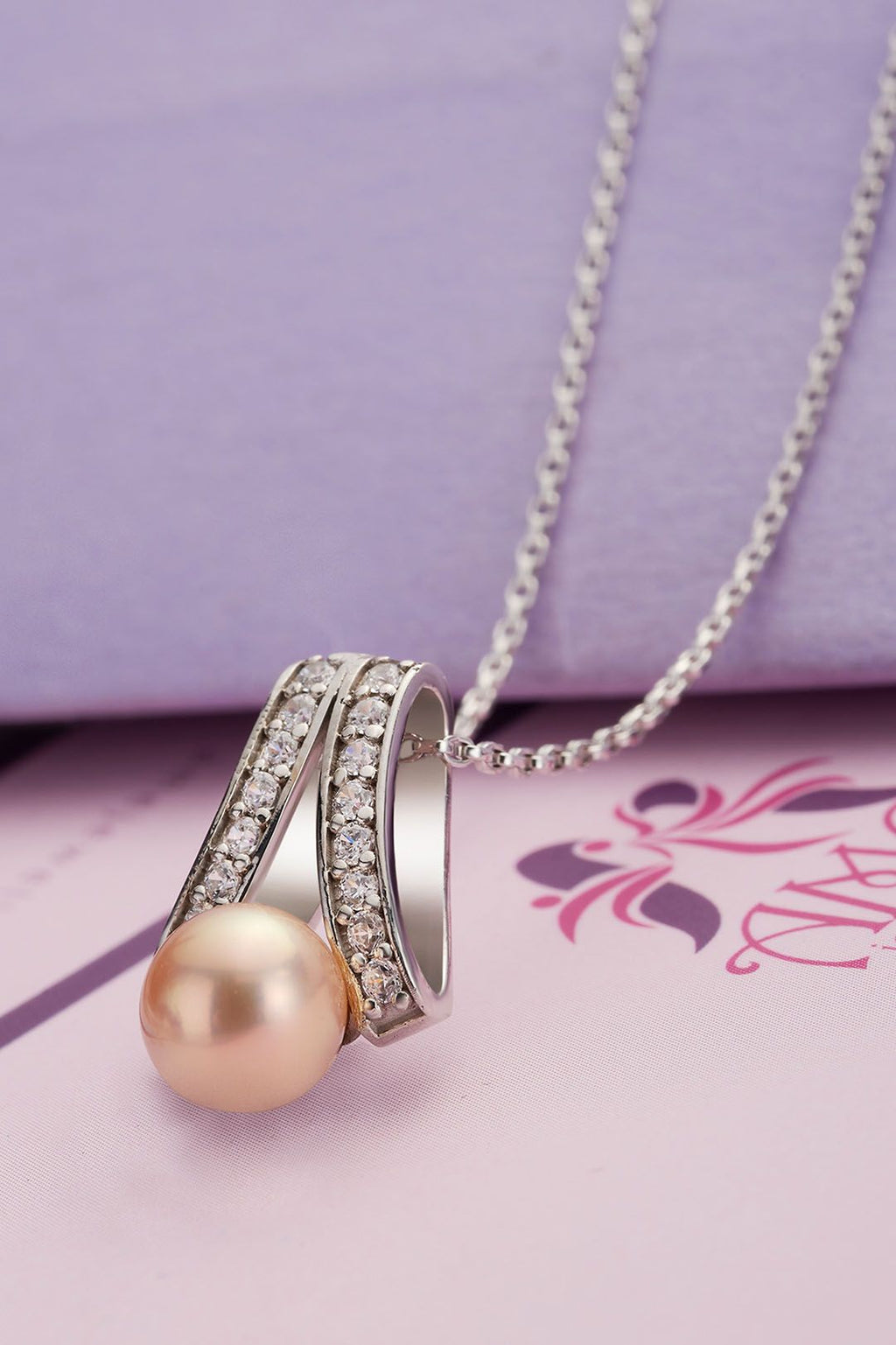 Mặt dây chuyền Ngọc trai màu hồng Pink Freshwater Pearl Pendant Necklace by AME Jewellery