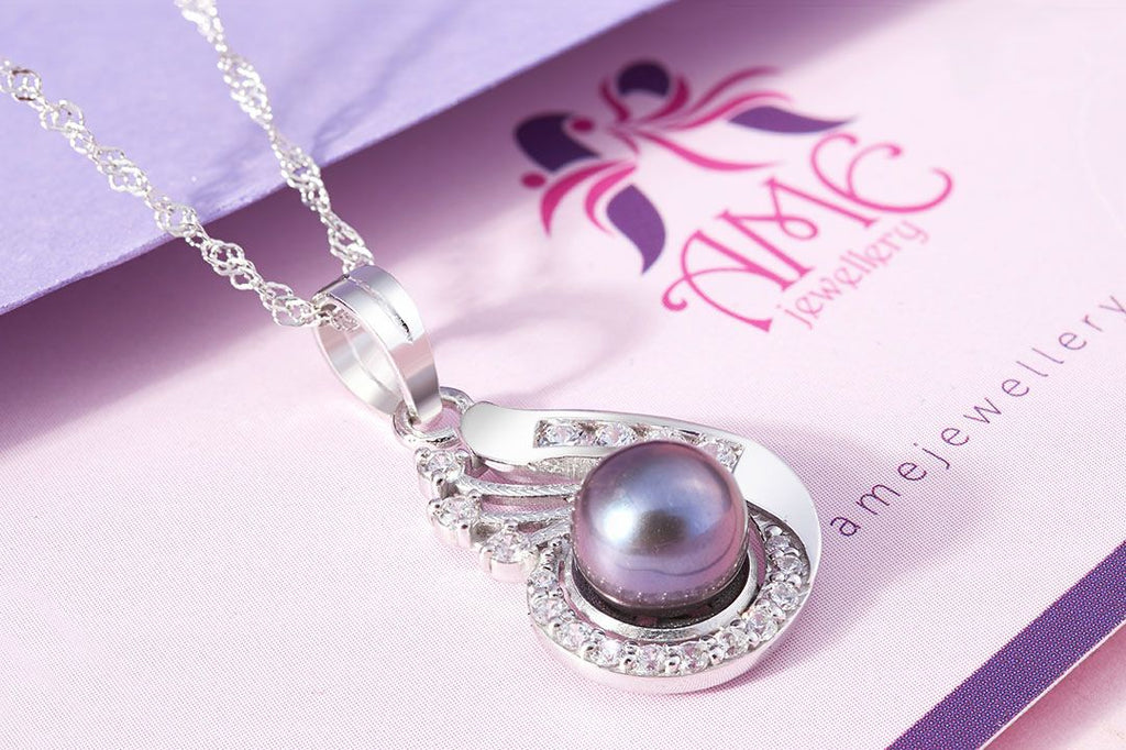 Mặt dây chuyền Ngọc trai Aubergine Freshwater Pearl Pendant Necklace by AME Jewellery