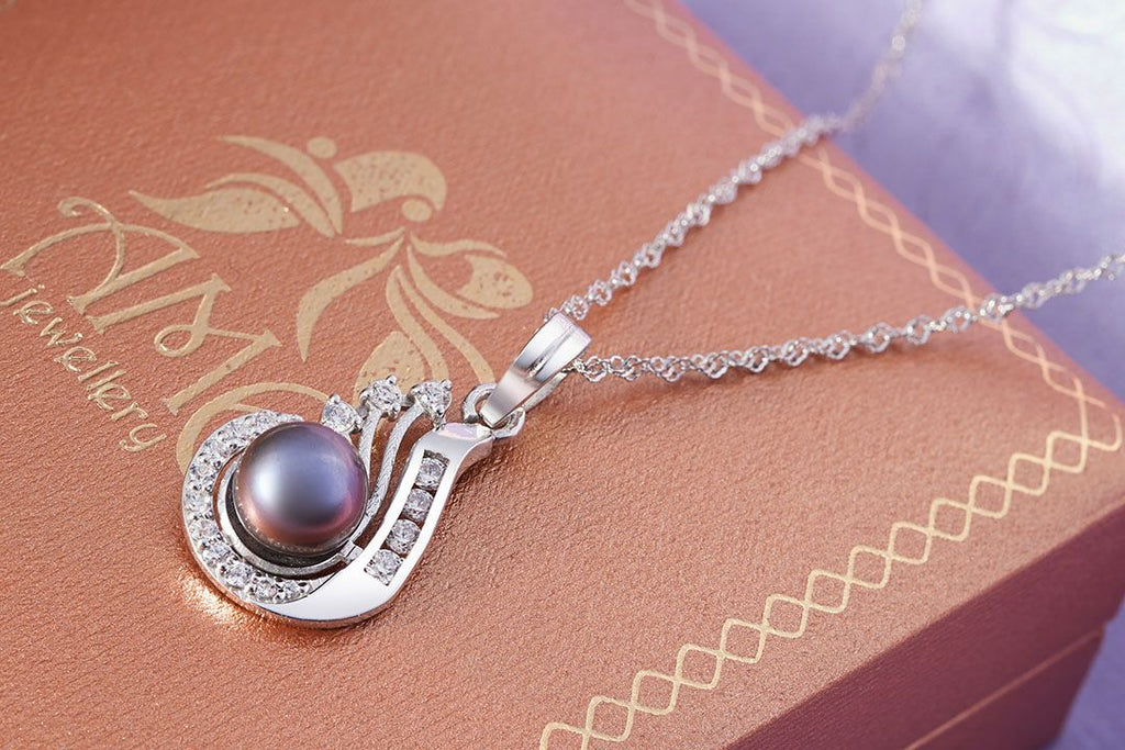 Mặt dây chuyền Ngọc trai Aubergine Freshwater Pearl Pendant Necklace by AME Jewellery