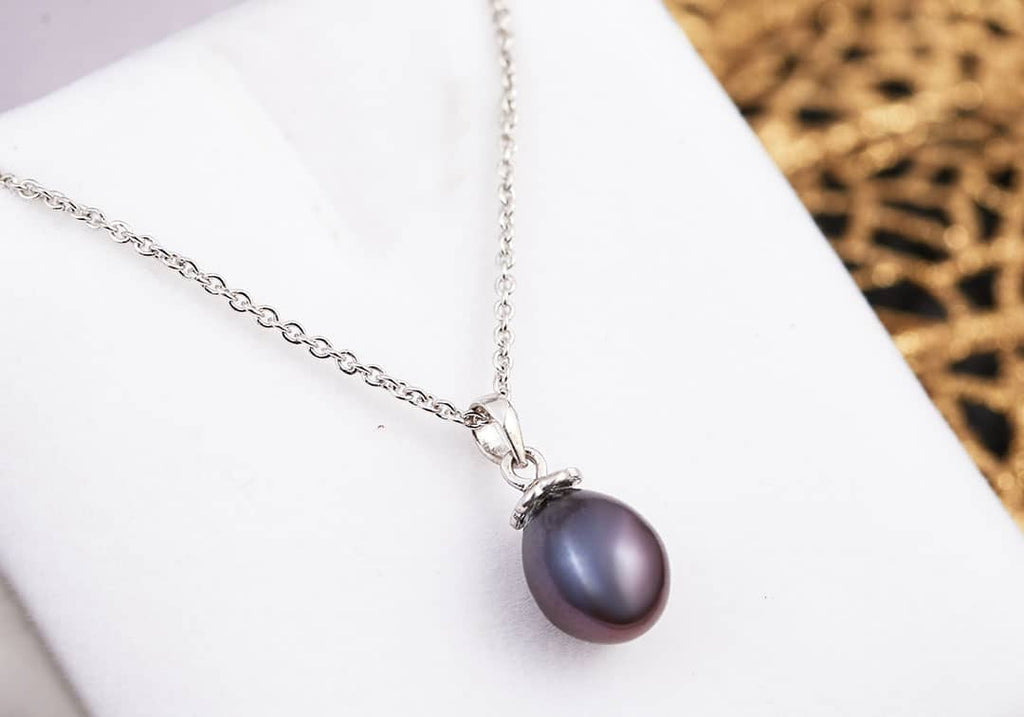 Mặt dây chuyền Ngọc trai giọt Aubergine Teardrop Freshwater Pearl Pendant Necklace by AME Jewellery