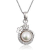 Mặt dây hoa Ngọc trai nuôi nước ngọt trắng White Freshwater Cultured Pearl Flower Pendant | AME Jewellery