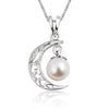 Mặt dây vầng trăng Ngọc trai nuôi nước ngọt trắng White Freshwater Cultured Pearl Crescent Pendant | AME Jewellery