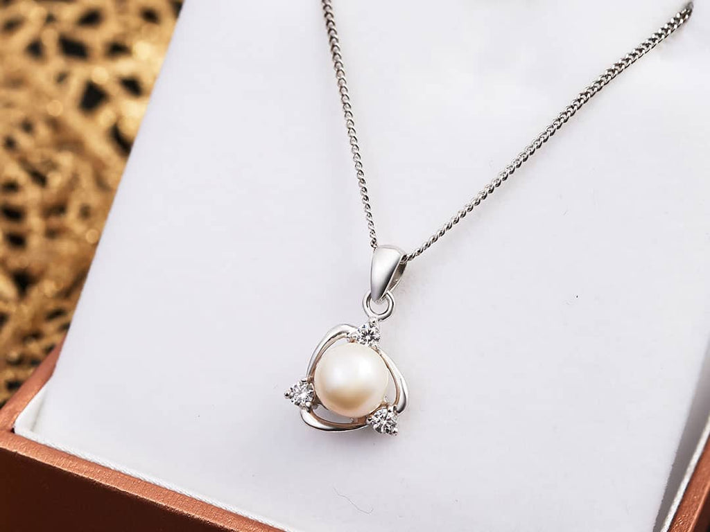 Mặt dây chuyền Ngọc trai trắng White Pearl Pendant Necklace by AME Jewellery