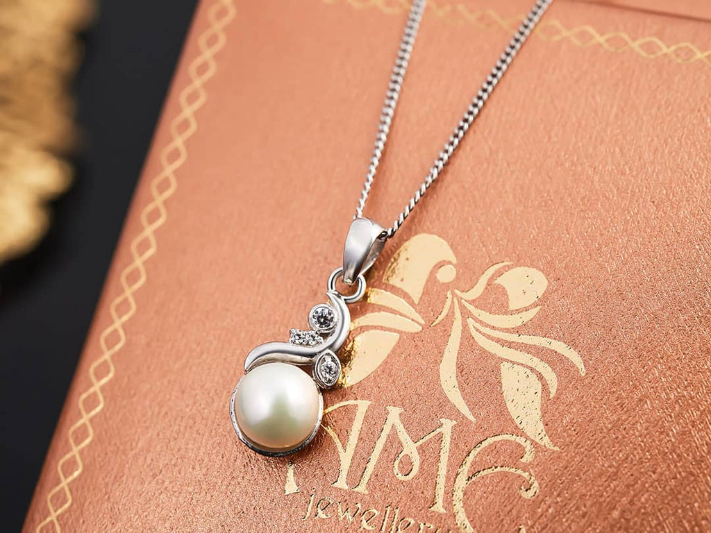 Mặt dây chuyền Ngọc trai trắng White Freshwater Pearl Pendant Necklace by AME Jewellery