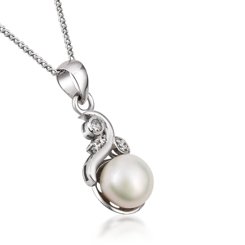 Silver Pearl Pendant with Chain. – www.soosi.co.in