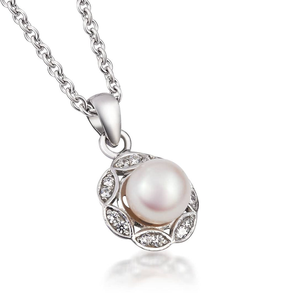 Mặt dây chuyền Ngọc trai trắng White Freshwater Cultured Pearl Pendant Necklace by AME Jewellery