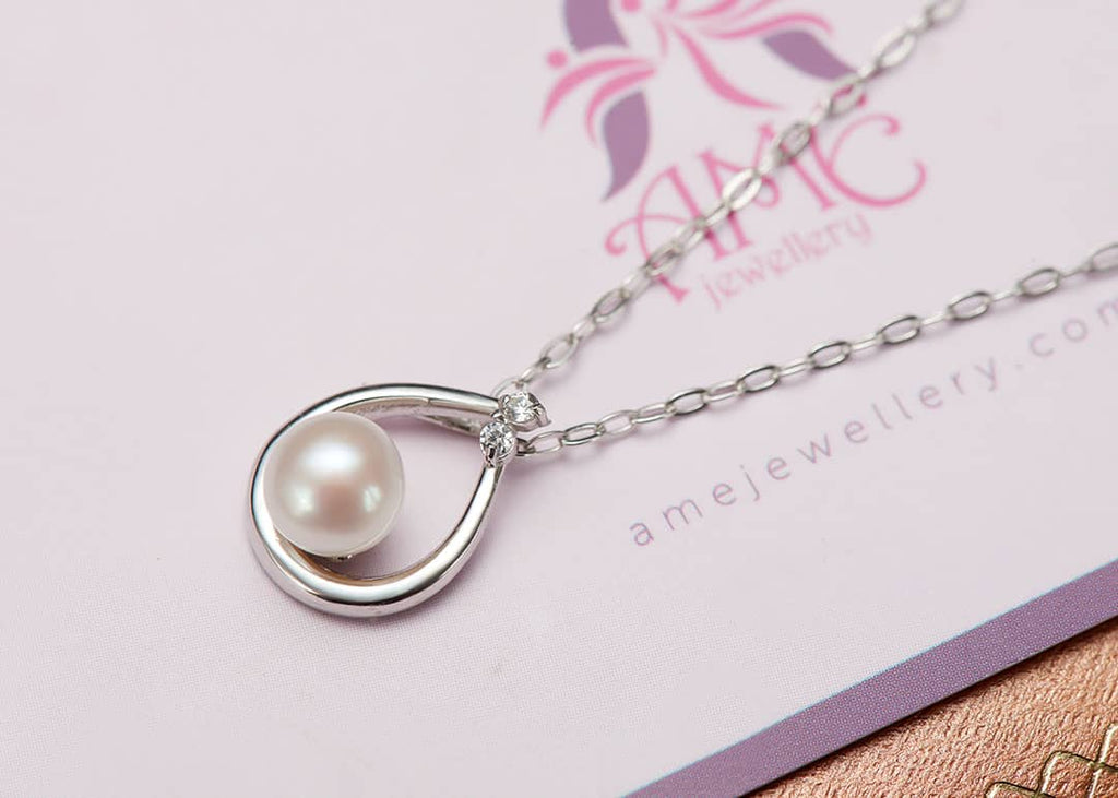 Mặt dây chuyền Ngọc trai trắng White Pearl Pendant Necklace by AME Jewellery