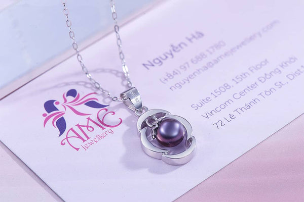 Mặt dây chuyền Ngọc trai Aubergine Freshwater Pearl Pendant Necklace by AME Jewellery