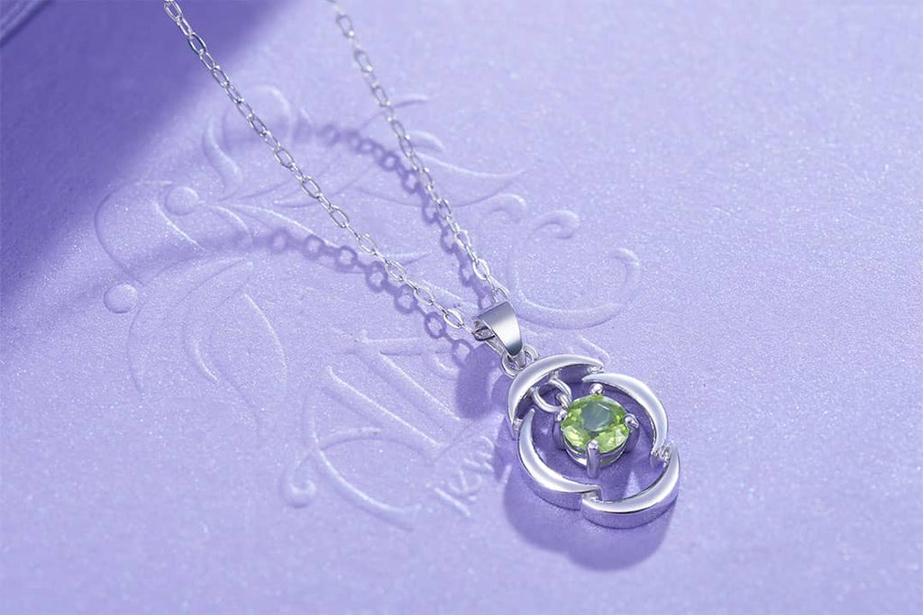 Mặt dây chuyền Đá quý thiên nhiên Peridot Silver Pendant Necklace | AME Jewellery