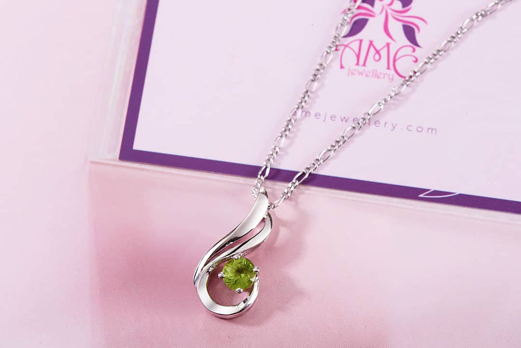 Mề đay Đá quý tự nhiên Peridot Pendant Necklace in Sterling Silver by AME Jewellery