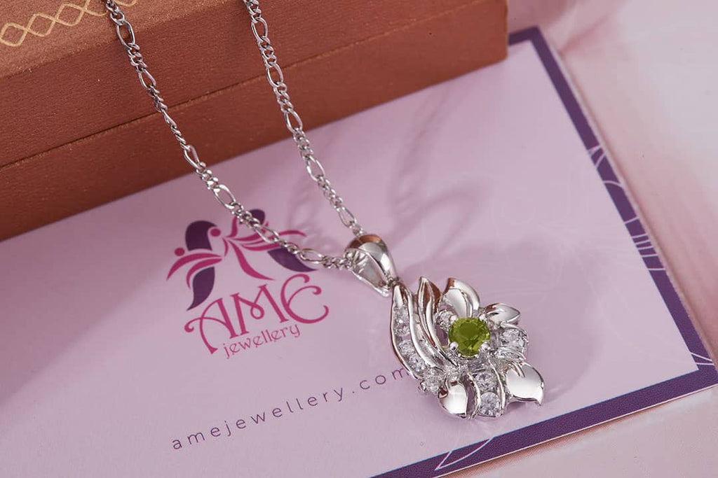 Mặt dây chuyền Đá quý tự nhiên Peridot Pendant in Sterling Silver by AME Jewellery