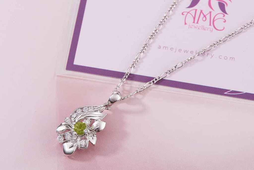 Mặt dây chuyền Đá quý tự nhiên Peridot Pendant in Sterling Silver by AME Jewellery