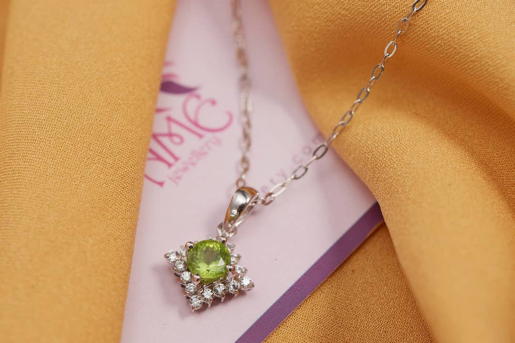 Mặt dây chuyền Đá quý thiên nhiên Peridot Pendant Necklace in Sterling Silver by AME Jewellery