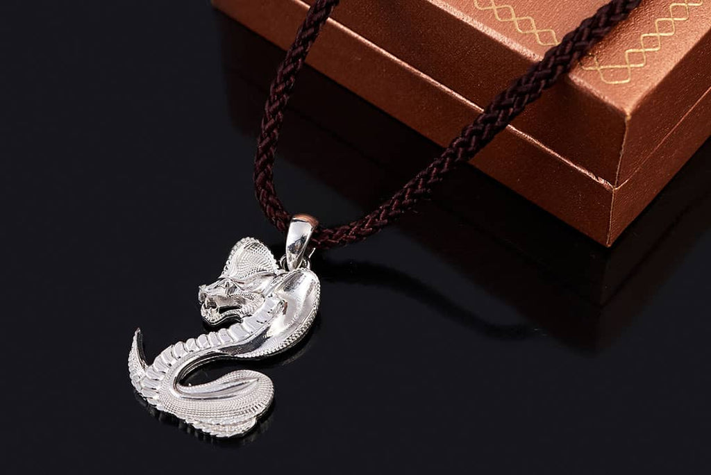 Mặt dây Bạc Nam Rắn Hổ Mang Chúa | Cobra Snake Pendant | AME Jewellery