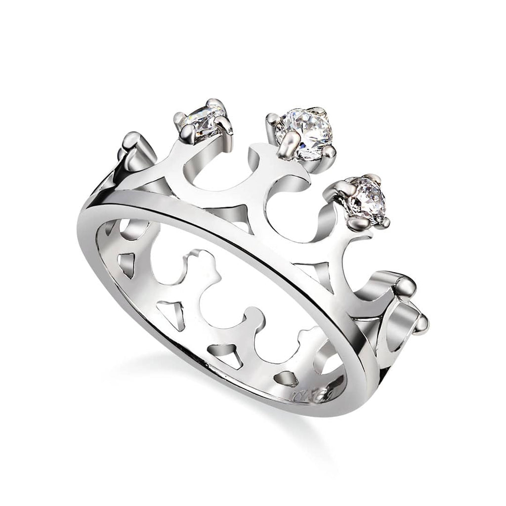 Parnika Exotic CZ Embellished Crown Design Adjustable Finger Ring in Pure  92.5 Sterling Silver for Girls/Women - Parnika