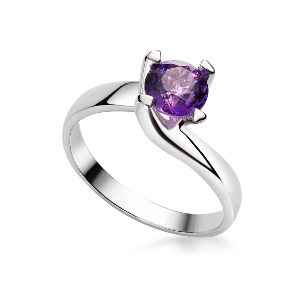 Nhẫn Đá quý thiên nhiên Amethyst solitaire twist ring in sterling silver by AME Jewellery