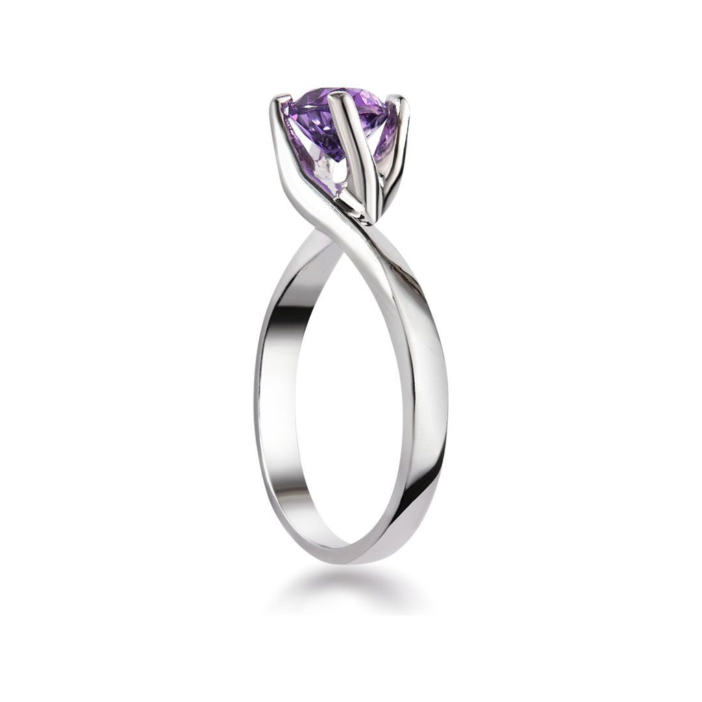 Nhẫn Đá quý thiên nhiên Amethyst solitaire twist ring in sterling silver by AME Jewellery