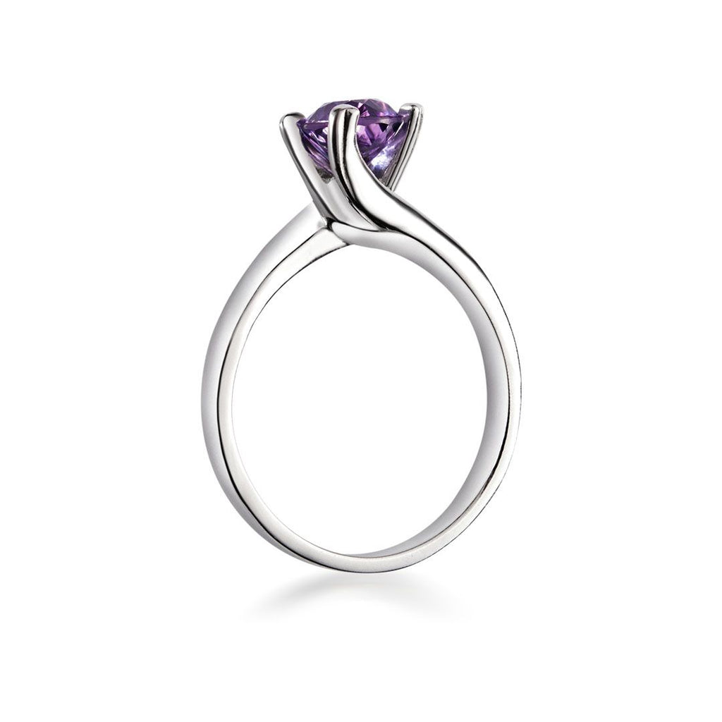 Nhẫn Đá quý thiên nhiên Amethyst solitaire twist ring in sterling silver by AME Jewellery