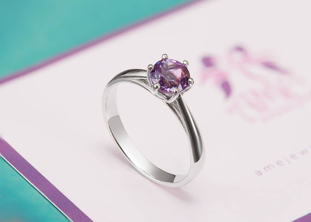 Nhẫn Đá quý tự nhiên Amethyst silver ring by AME Jewellery