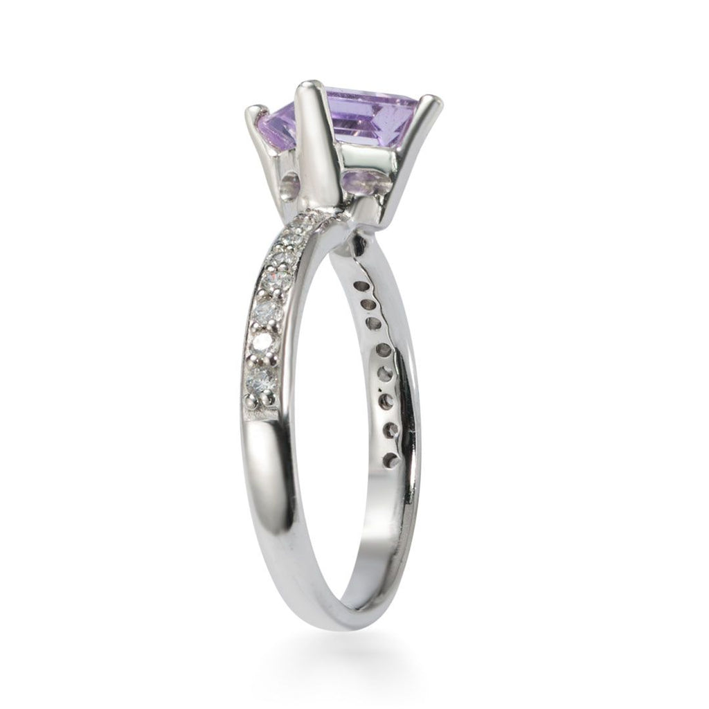 Nhẫn Đá quý thiên nhiên Square-cut Amethyst Ring in Sterling Silver by AME Jewellery